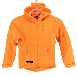 Baerskin Mens Small V1 Hoodie Neon Orange Tactical Fleece Full Zip Multi-Pocket